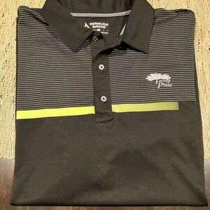 Bermuda Sands Black and Green Striped Polo Shirt